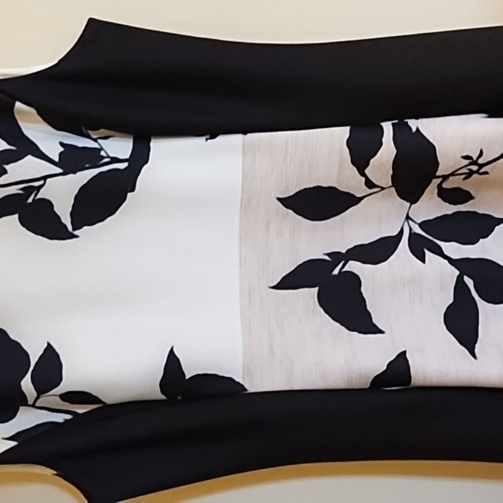 DKNY DRESS, BLACK, WHITE, TAN, BEAUTIFUL CUT, PERFECT CONDITION, SZ 12. - Picture 4 of 11